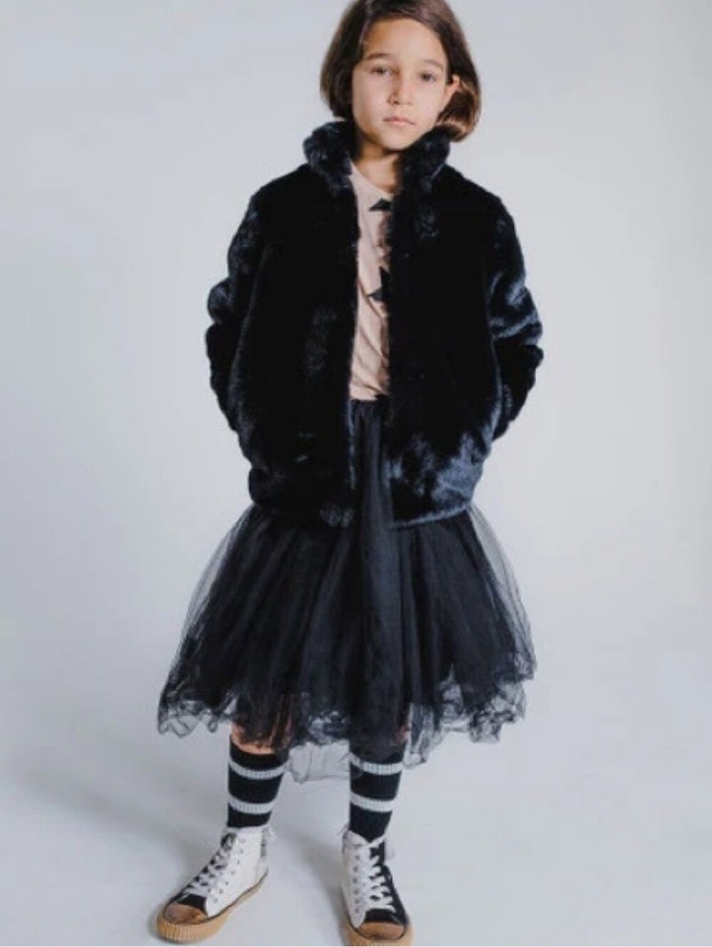 Gap Kids Faux Fur Jacket - Noir black